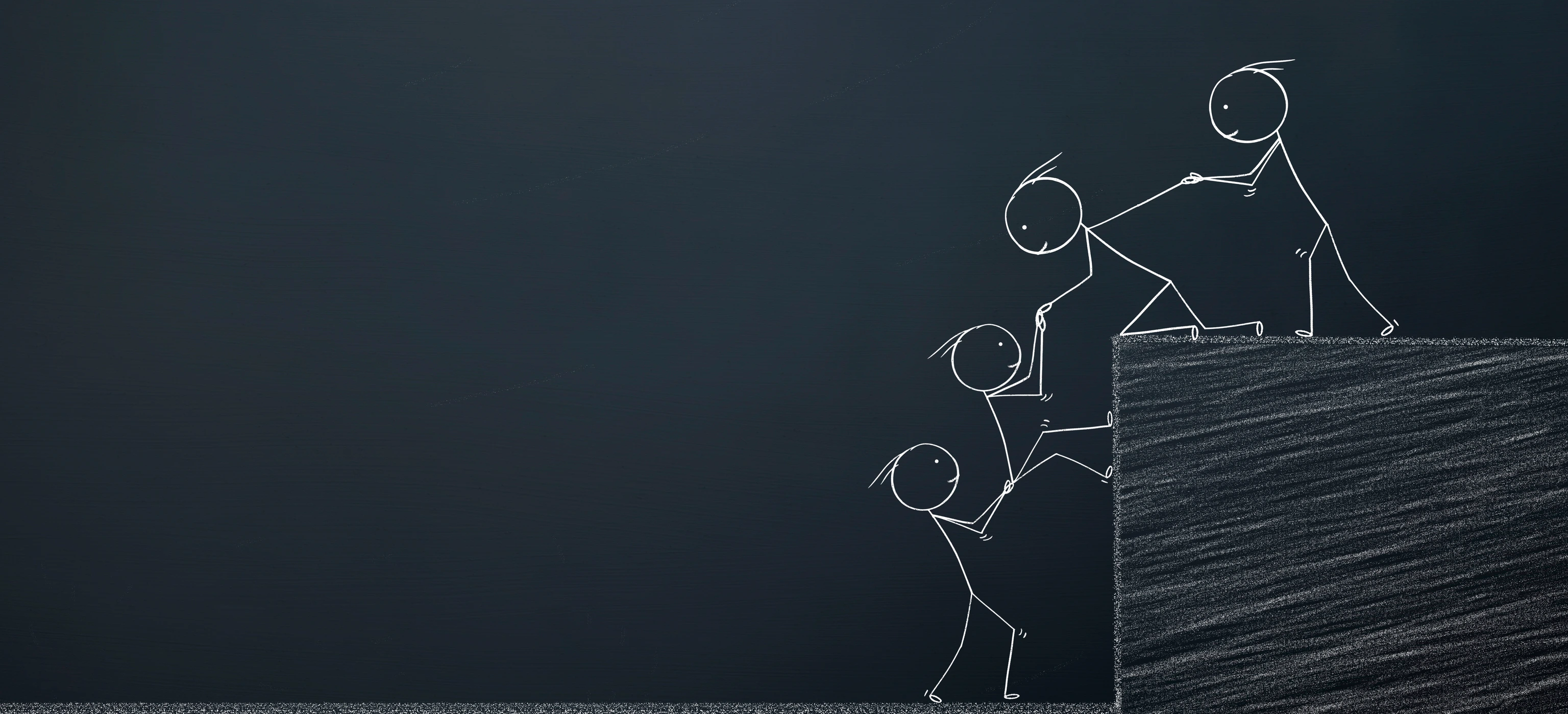 team members helping each other. cooperative working concept for success