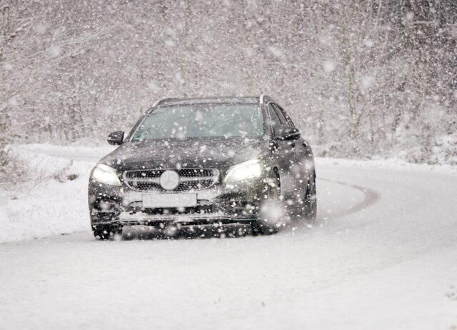 Continental driving scene snow
