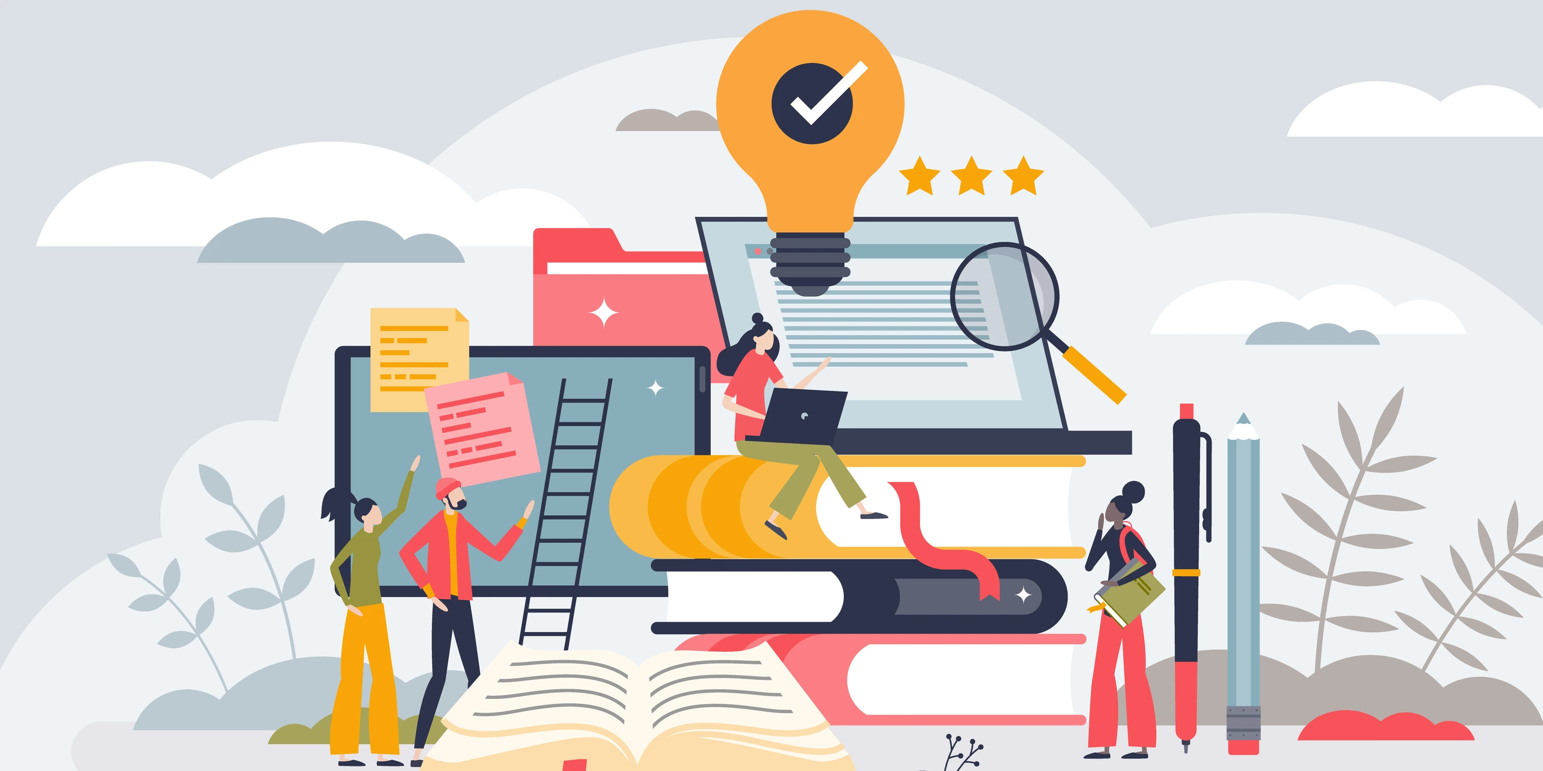 Innovation in education for effective and smart knowledge tiny person concept