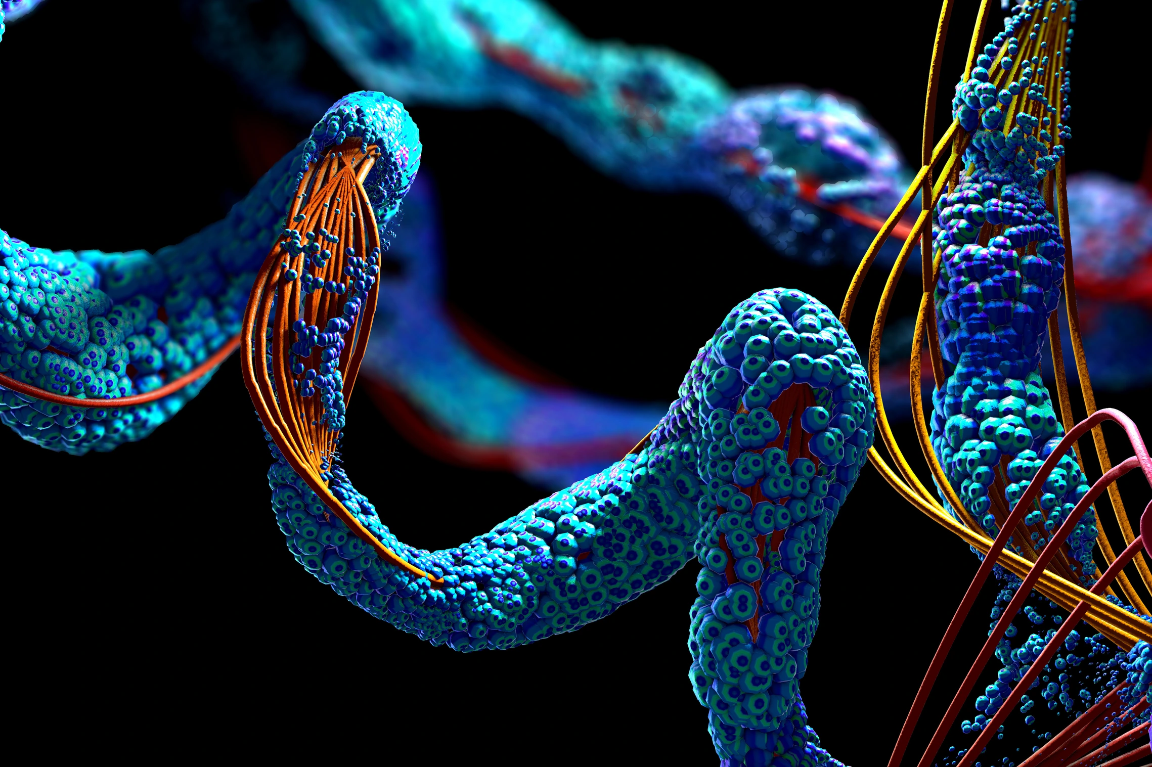 Chain of amino acid or bio molecules called protein - 3d illustration