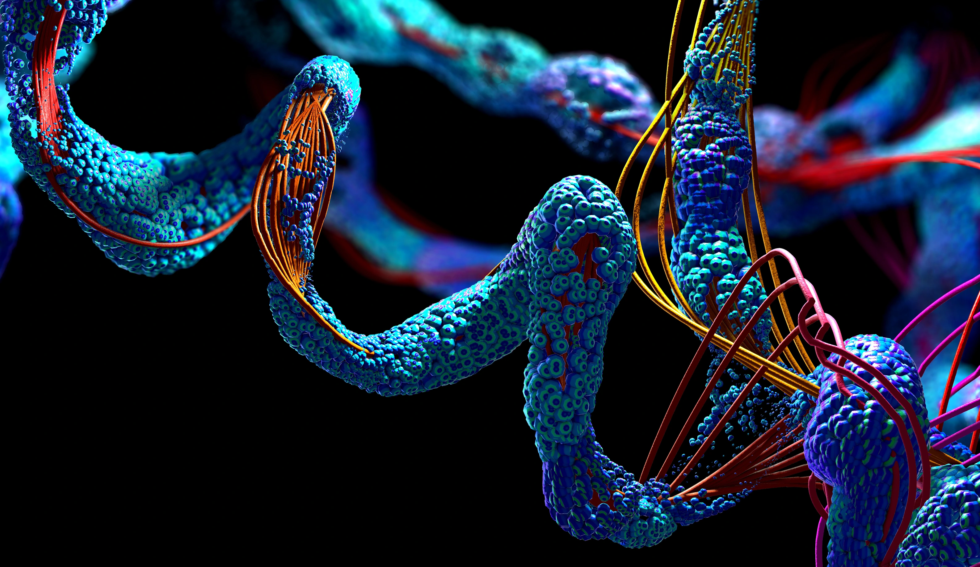 Chain of amino acid or bio molecules called protein - 3d illustration