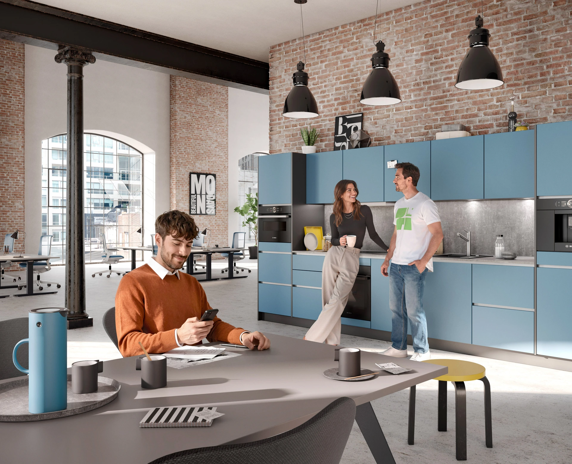 CUCINA, People, blaubeer, 3 Personen, Tische Crew, Nomar Besprechungstisch Trüffel