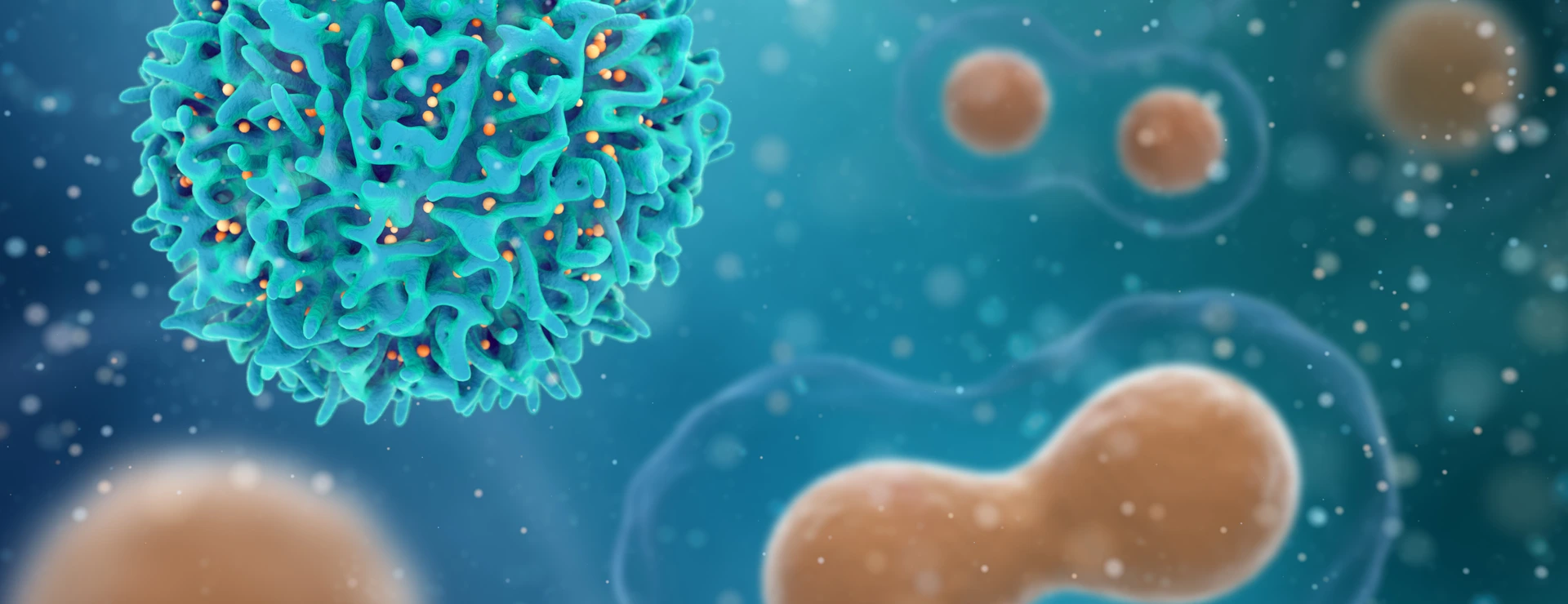 Medical concept of cancer. 3d illustration of T cells or cancer cells.
