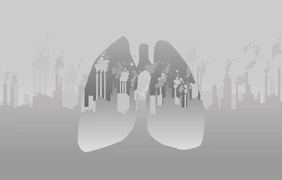 Silhouette lung smoke from city and factory. Concept for Air pollution and environment crisis.
