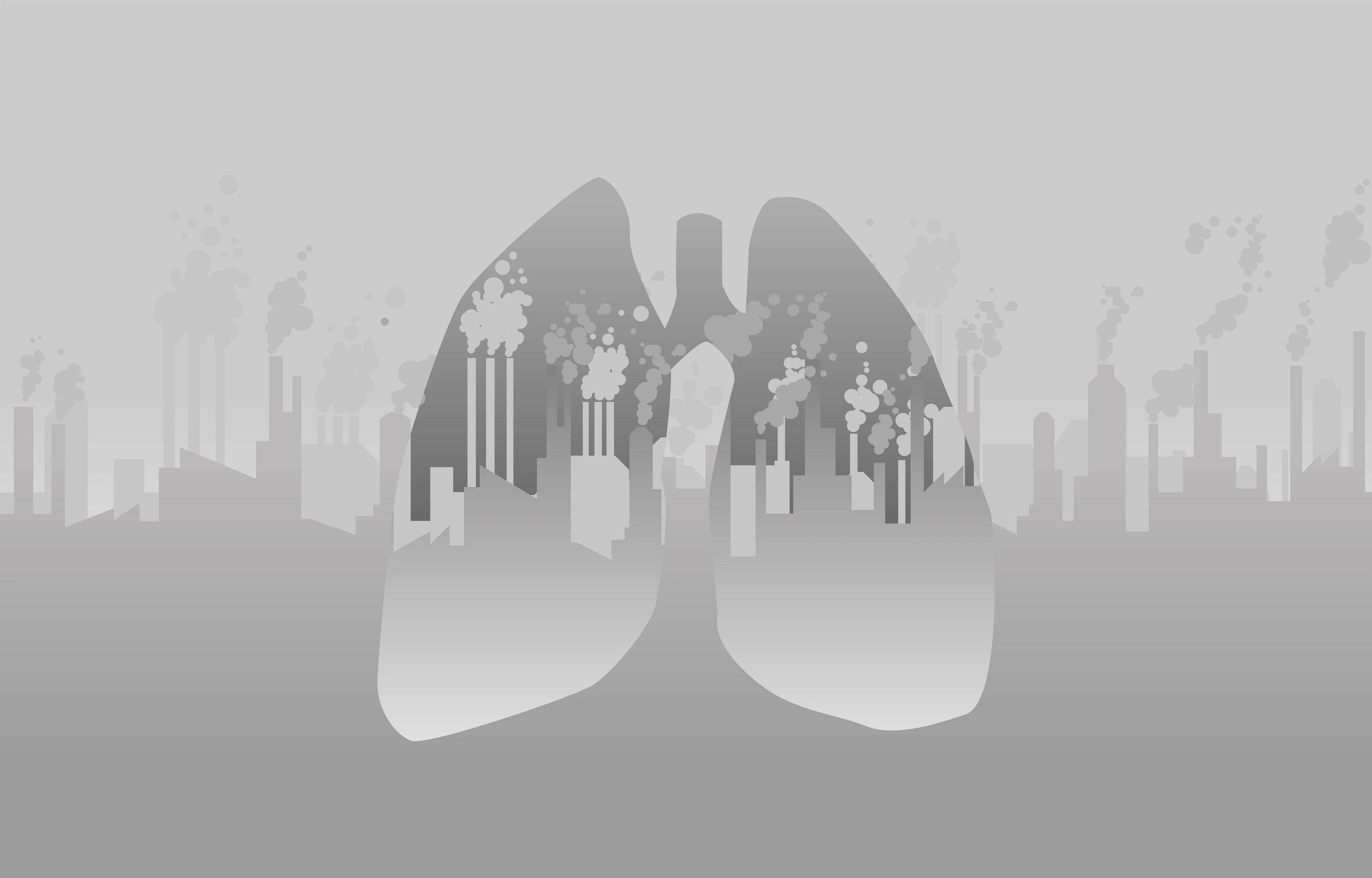 Silhouette lung smoke from city and factory. Concept for Air pollution and environment crisis.