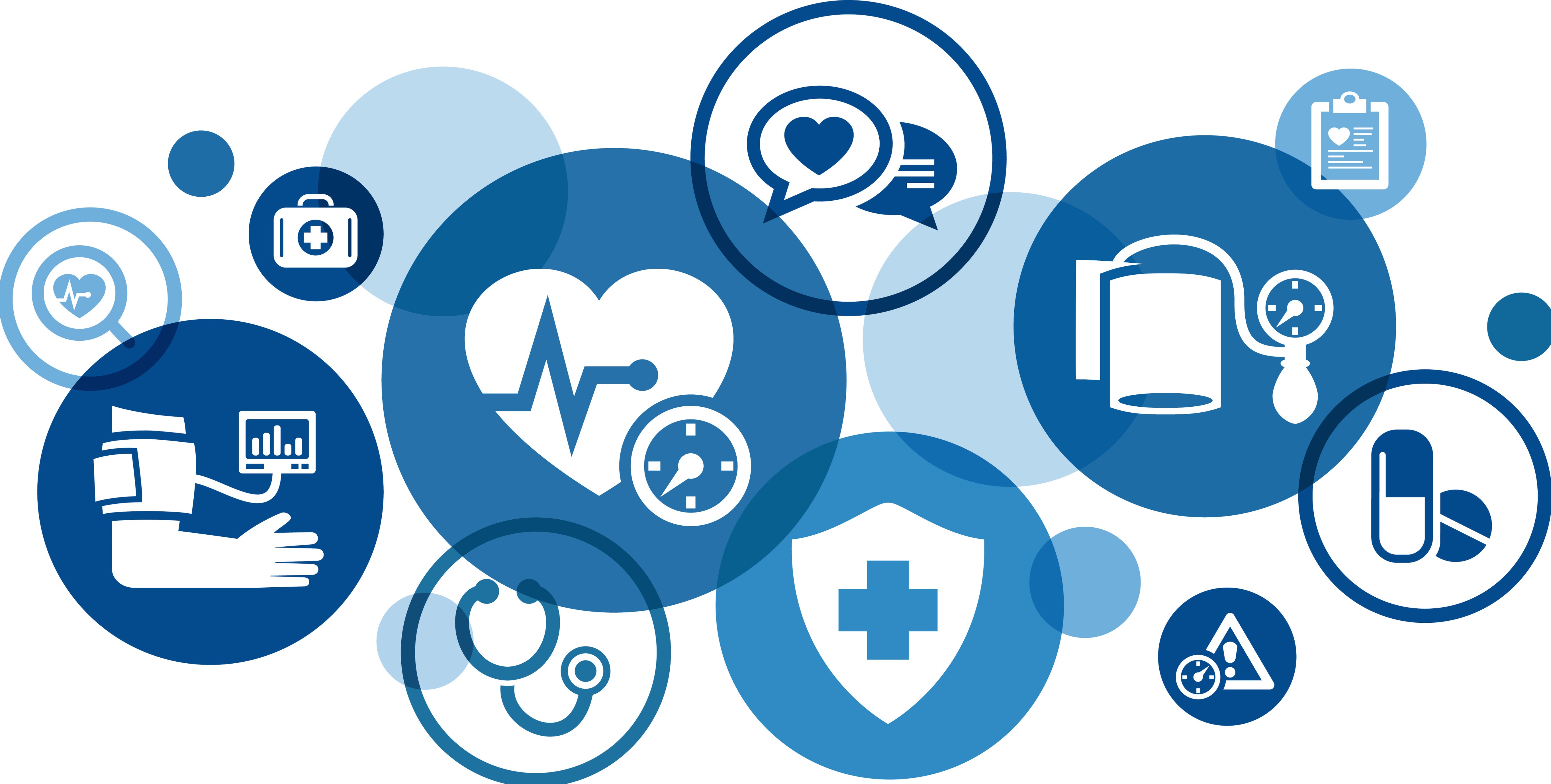 Icons related to high blood pressure, cardiovascular disease, blood pressure check and awareness, medicine and healthcare.