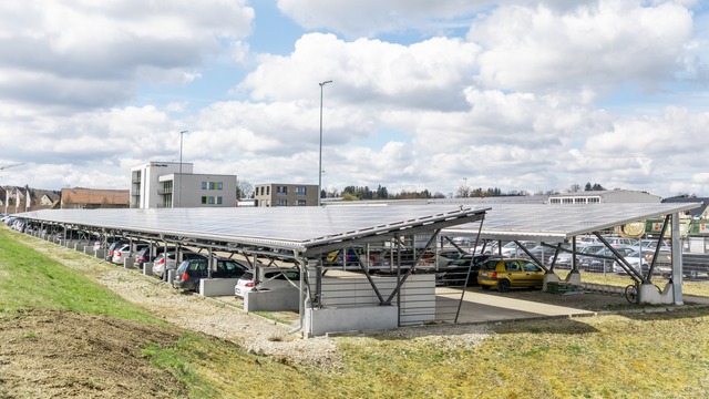 an e-mobility parking space with solar panels