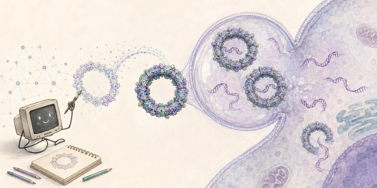 Proteinbausteine mit synthetischen Proteinstrukturen als RNA-Transporter werden mithilfe generativer KI entworfen_Helles Bild