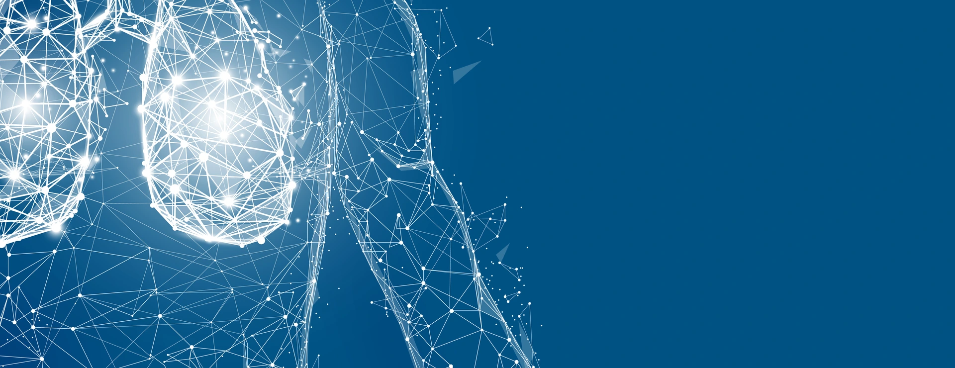 Human lungs anatomy form lines and triangles, point connecting network on blue background. Illustration vector