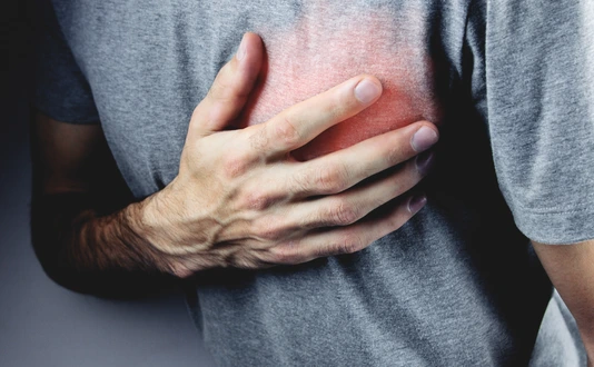a young man has heart pains