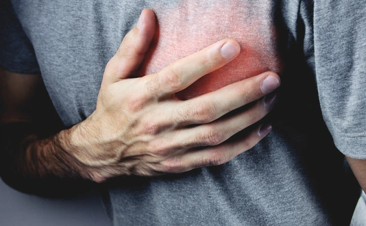 a young man has heart pains