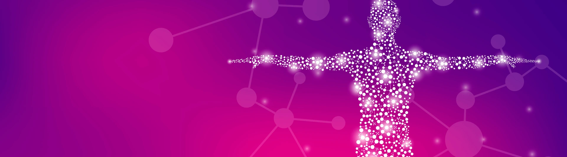 Illustration of human body with molecules