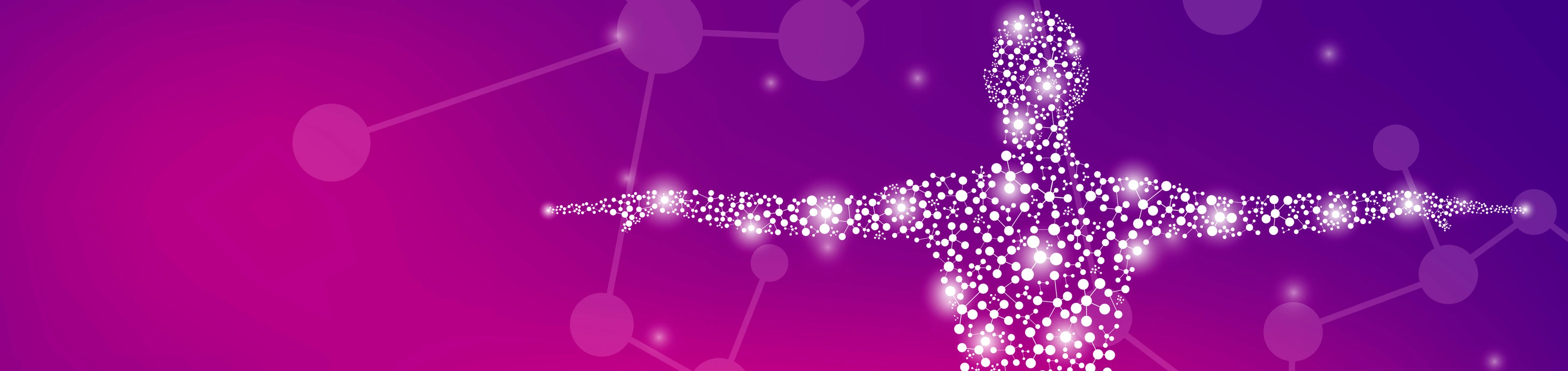Abstract human body with molecules DNA. Medicine, science and technology concept. Vector illustration.