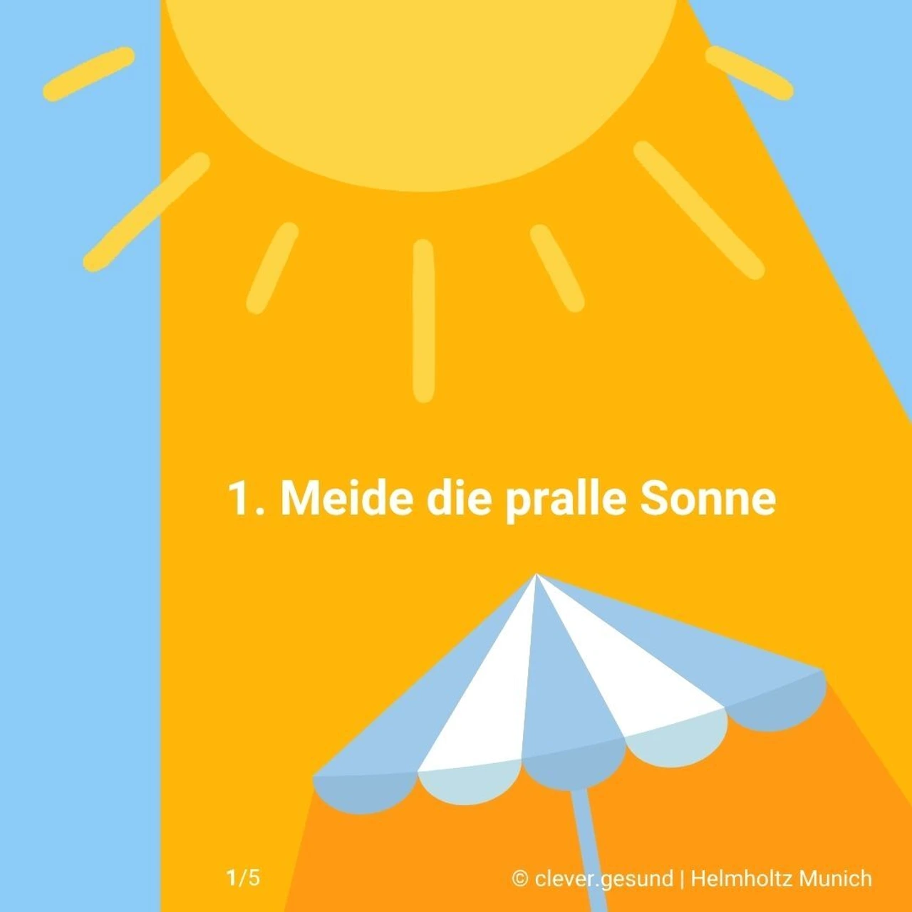 Eine Grafik mit dem Thema "Meide die pralle Sonne"