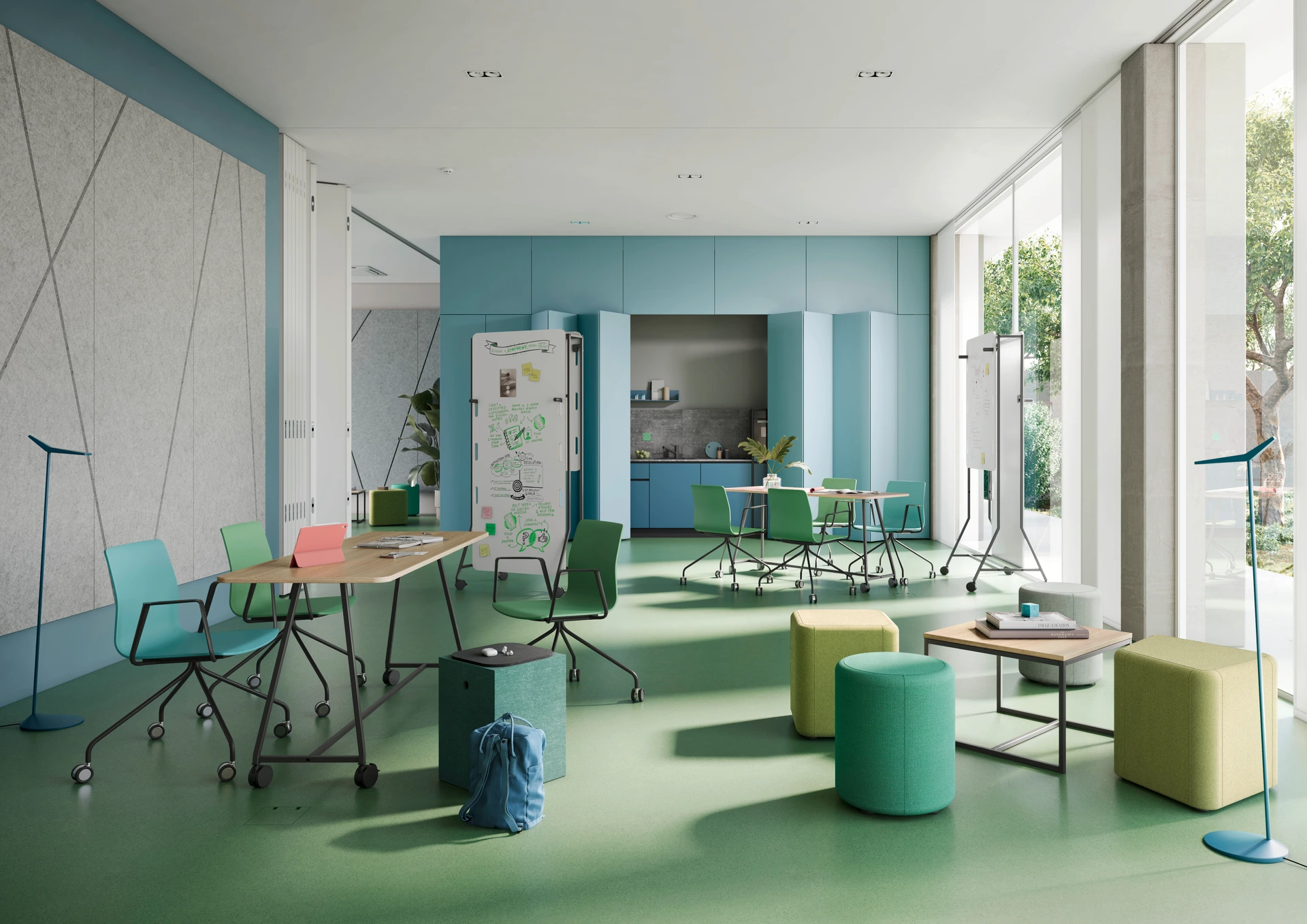 Care Schulungsraum P5 Cucina Phormy Wall Melounge Hocker P5 Whiteboard