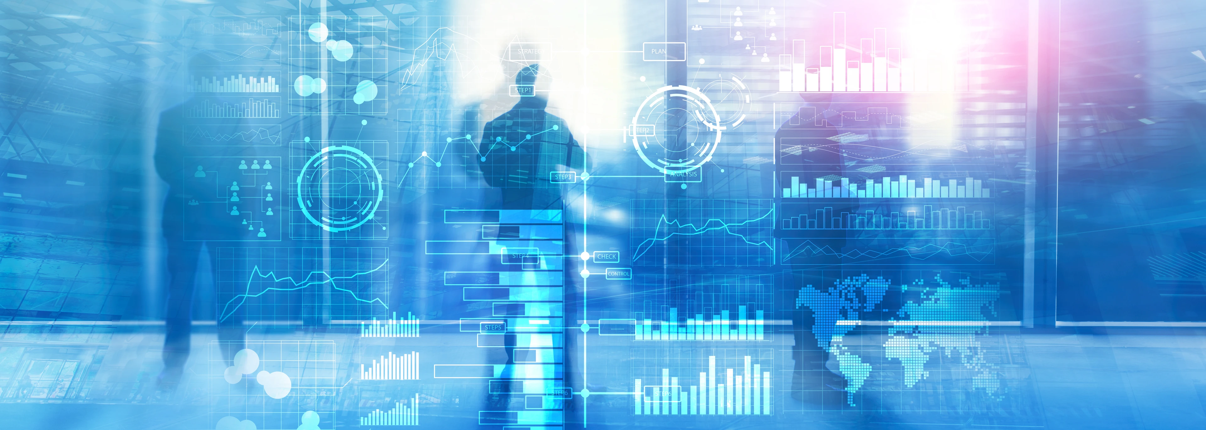 Business intelligence. Diagram, Graph, Stock Trading, Investment dashboard transparent blurred background