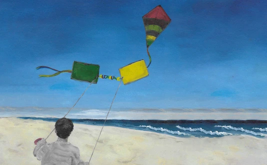 Coverart-Drachensteigen lassen am Strand