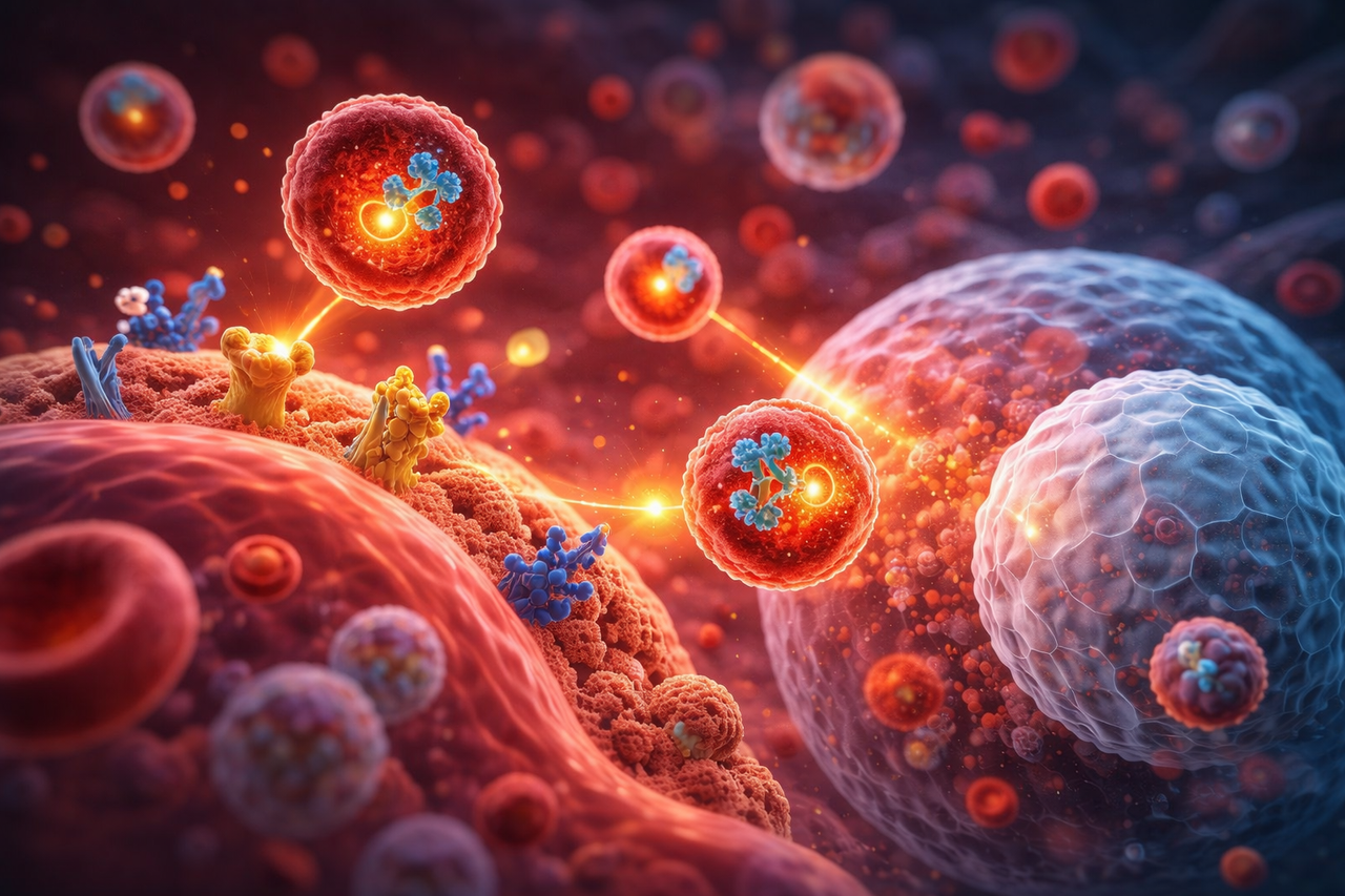 AI Generated picture Nanopartikel bei der Zellinfektion, Florian Giesert