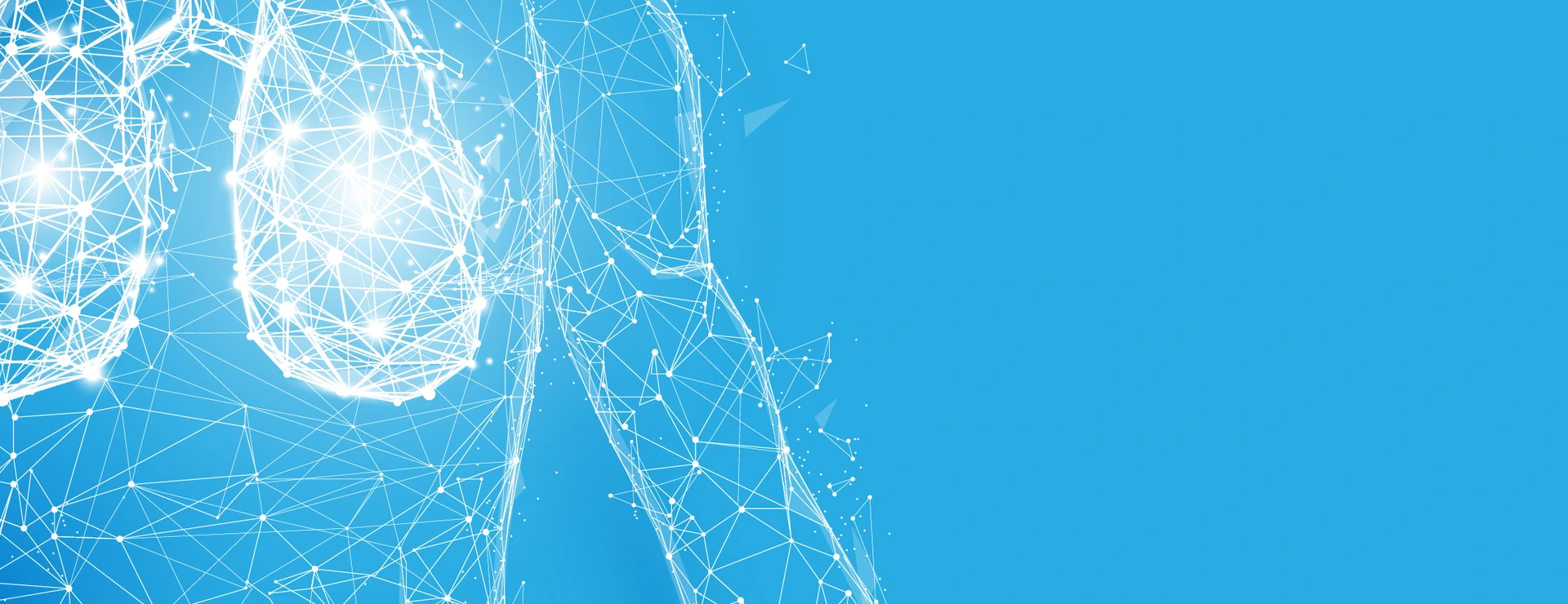 Human lungs anatomy form lines and triangles, point connecting network on blue background. Illustration vector