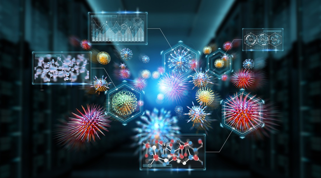 Viren und Bakterien unter dem Mikroskop