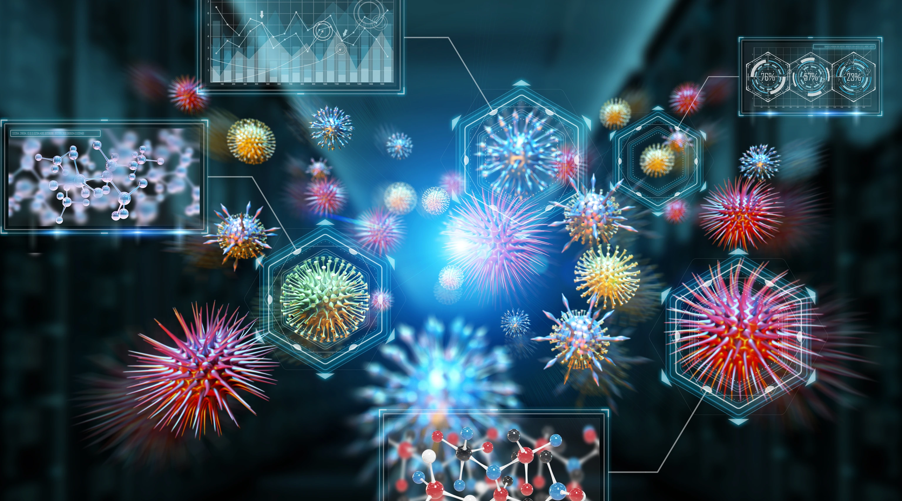 Bacteria microscopic close-up 3D rendering