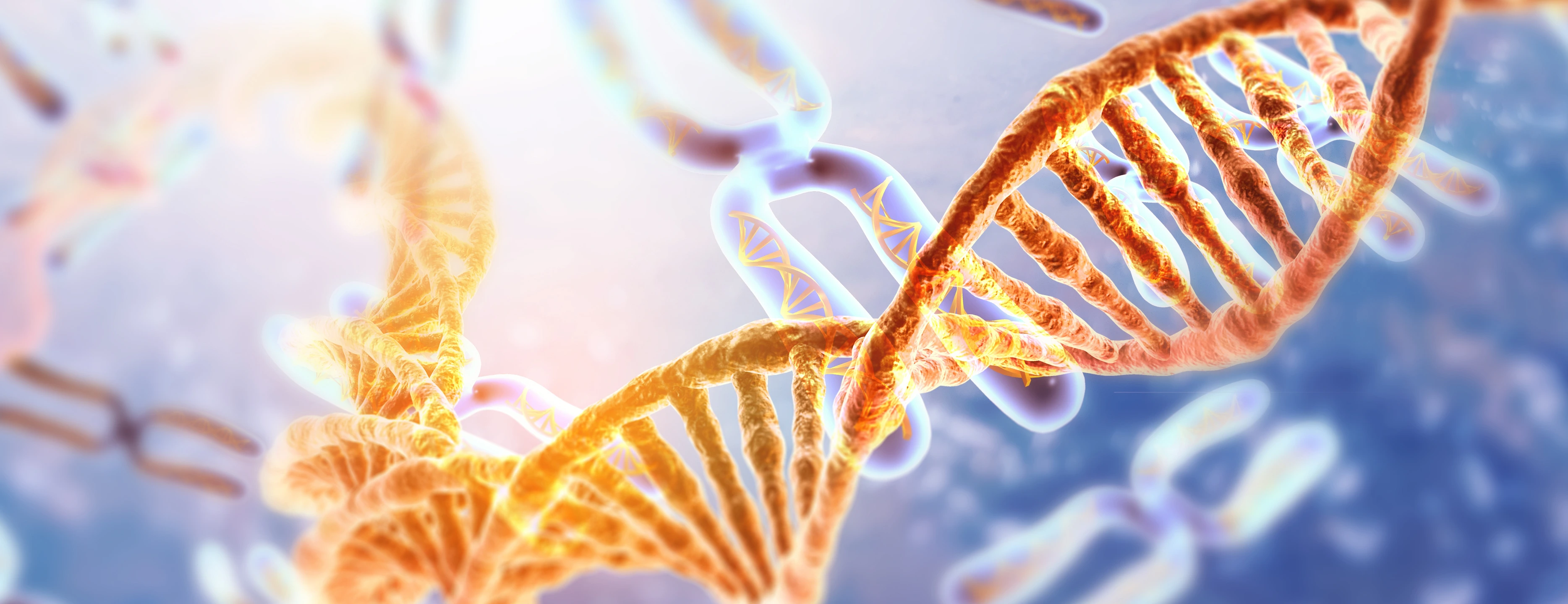 DNA strands on Scientific background. 3d illusation
