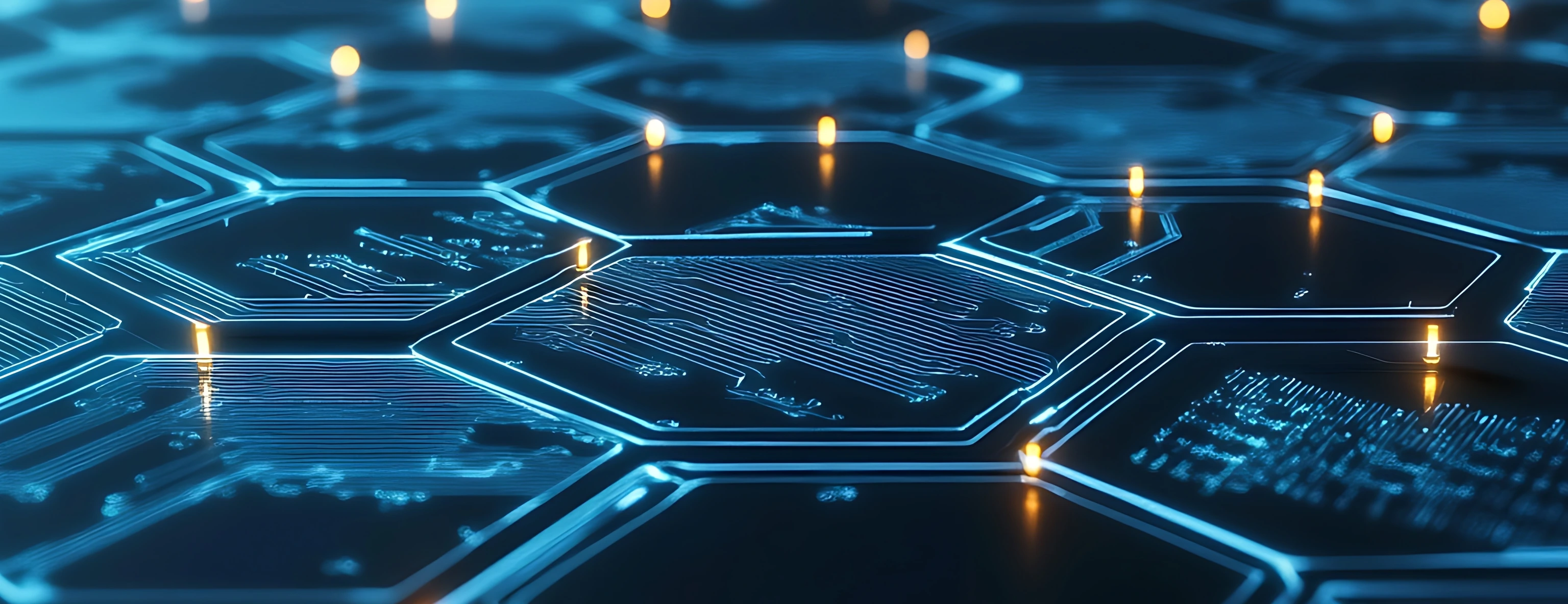 A hexagonal grid of digital connections, representing the global network and data transfer in artificial intelligence. AdobeStock_1334177573