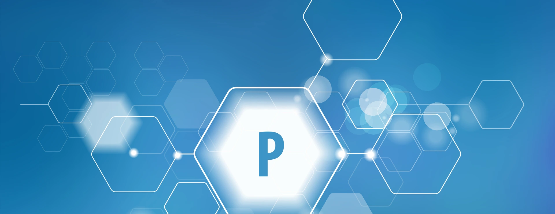 Phosphorus. Abstract template for structural diagram. Blue background.