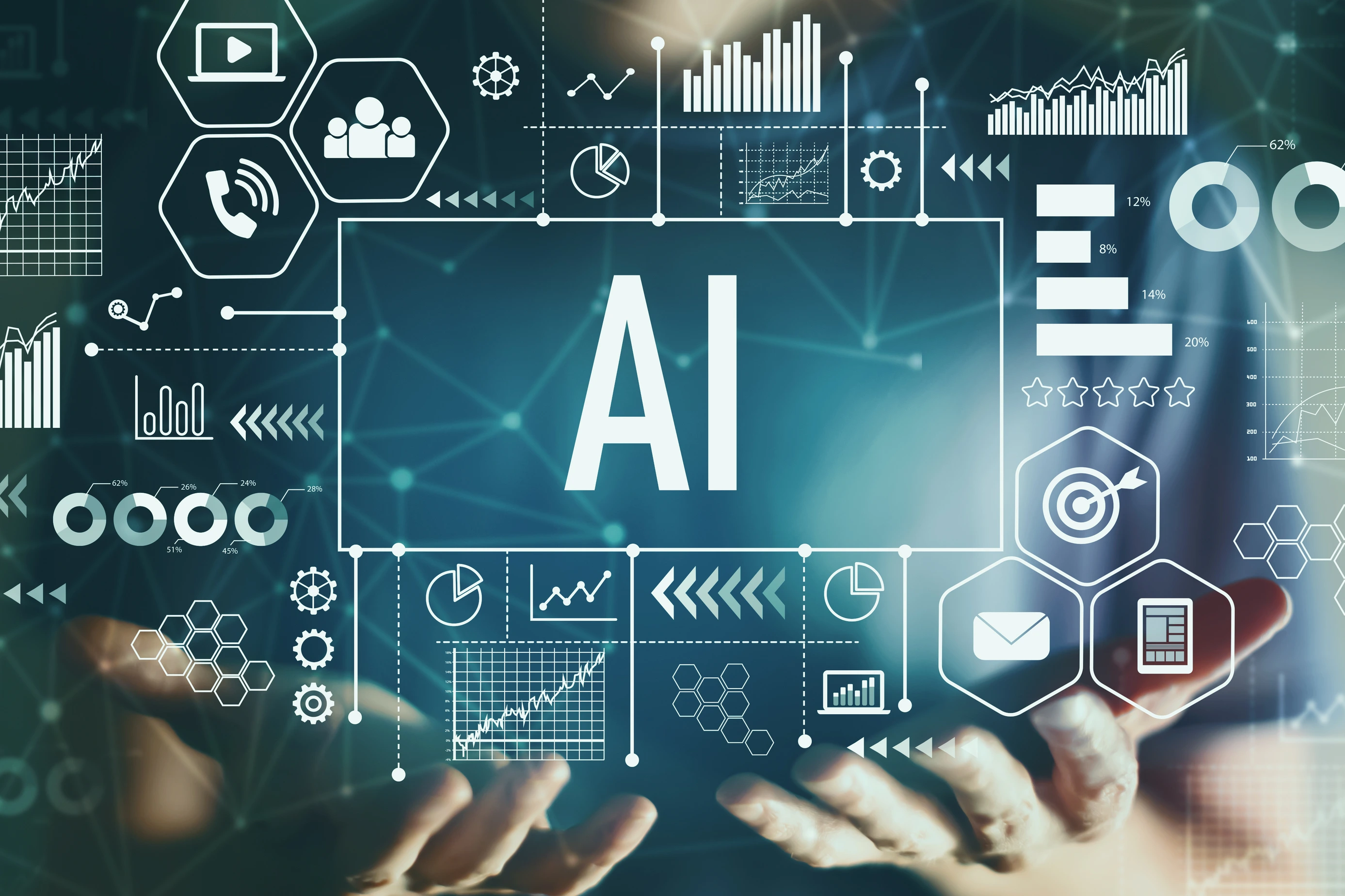 AI with young man in the night