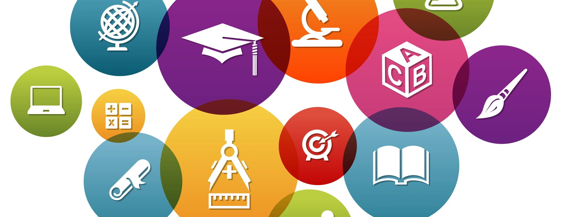 Open book with Education iconsg