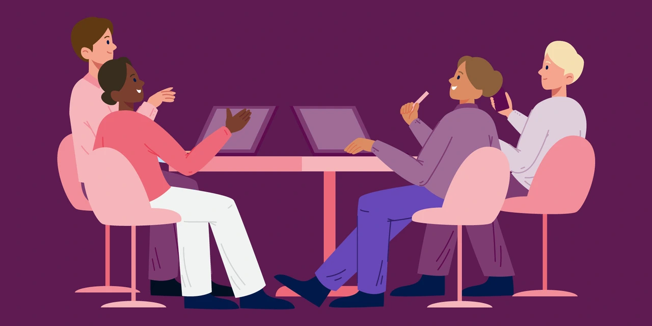 Management Assistants in a meeting vector graphic