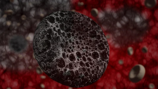Human cell death , 3D realistic illustration of Healthy Human Cell infected and dying Macro Illustration