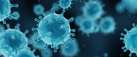corona virus 2019-ncov flu outbreak, covid-19 3d banner illustration, microscopic view of floating influenza virus cells
