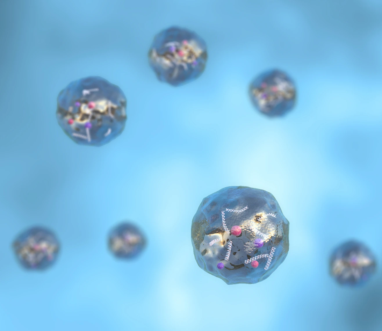 3d render exosomes adn vesicles