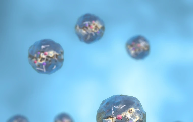 3d render exosomes adn vesicles
